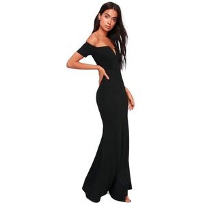 Lulu’s Lynne Black Off Shoulder Evening Dress